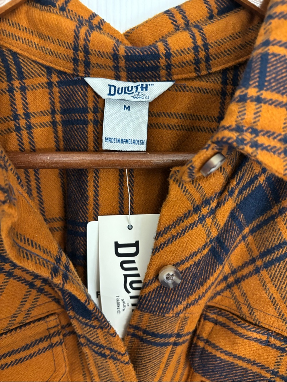 Duluth Trading Co Orange and Navy Plaid Flannel Shirt Dress - Picture 4 of 5